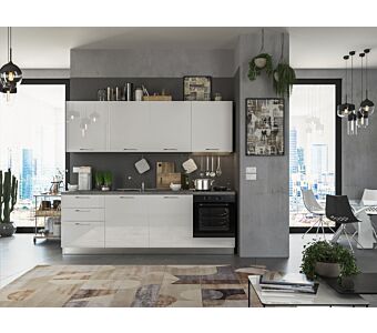 Blok kuhinja TWIST - z belo tehniko - Bela visoki sijaj