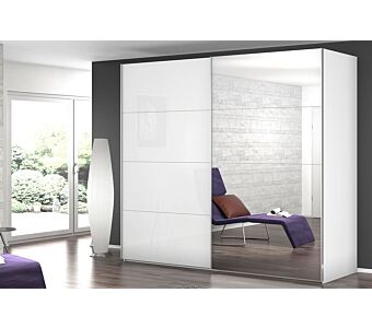 Garderobna omara LUGA - bela v. sijaj/ogledalo